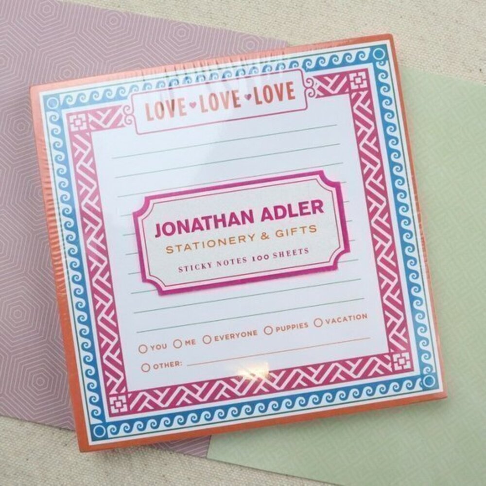 Jonathan Adler Sticky Notes Stationary & Gifts 100 Sheets 5x5 Love Sealed Bright